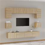 vidaXL 8-delige Tv-meubelset bewerkt hout sonoma eikenkleuri