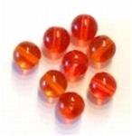 10 x Glaskraal rond transparant oranje AB 12 mm