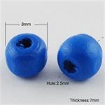 20 x ronde houten kraal 8mm blauw  (op = op!)