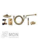 Inbouw regendouche set rond type 402 geborsteld messing (20c