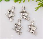 6 x Tibetaans zilveren bedeltje van een heksje 16x11mm