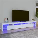 vidaXL Meuble TV avec lumières LED Blanc 280x36,5x40 cm