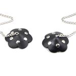 PU leren halsband met tepelstickers - zwart