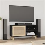 vidaXL Tv-meubel 80x30x40 cm massief grenenhout en rattan zw