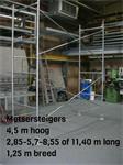 metsersteigers 4,5 m H x 2,85-11,40 m L x 1,25 m B