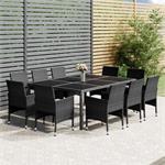 vidaXL Mobilier à dîner de jardin 11 pcs Résine tressée Gris
