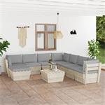 vidaXL Salon de jardin palette 9 pcs avec coussins Épicéa im