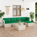 vidaXL Salon de jardin palette 6 pcs avec coussins Épicéa im