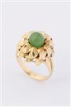 Gouden blad ring met jade