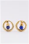 Gouden oor ringen met lapis lazuli