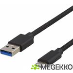 Deltaco USBC-1284 USB-kabel 1 m 3.0 (3.1 Gen 1) USB A Zwart