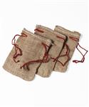 Jute zakje 10x15cm met Rood rijgkoordje