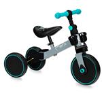 MoMi Loris Loopfiets - Driewieler - Balance Bike - geschikt vanaf 2 jaar - Grijs-Turquoise