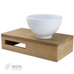 Fonteinset houten planchet met mat wit Solid surface opzet waskom 20cm rechts