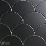 Mat zwarte schubben tegels | black Scales | Druppel wandtegels 14x16 cm