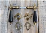 Set deurklinken en slot rozetten, antieke deur hardware voor deuren, messing met zwarte keramische h
