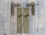 Landhaus deurbeslag, deurknoppen gepatineerd koperen grendels m lang plaat BB72