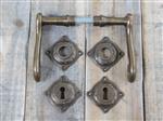 Art-Nouveau deurbeslagset +rozetten set voor binnendeuren, messing.