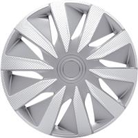 4-Delige J-Tec Wieldoppenset Lazio 14-inch zilver/carbon-look