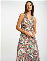 Maxi A-line dress with abstract print multico 232-Rorea