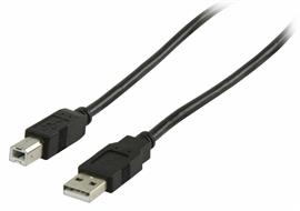 USB Kabel A Male - B Male rond 1.80 m zwart