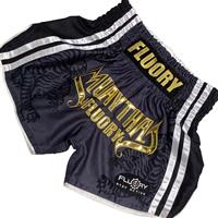 Fluory Sak Yant Tiger Muay Thai Shorts Grijs Goud MTSF98