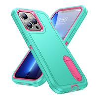 iPhone 12 Pro Max Armor Hoesje met Kickstand - Shockproof Cover Case Turquoise