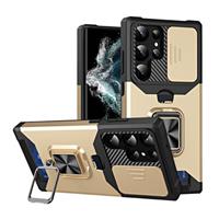 Samsung Galaxy A32 (5G) - Card Slot Hoesje met Kickstand en Camera Slide - Grip Socket Magnetische C