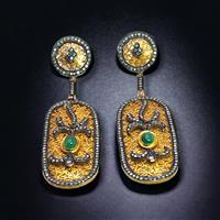 Oorbellen - Vintage Art Deco diamanten oorbellen