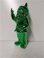 Beeld, naughty green gnome with middle finger - 30 cm - polyresin