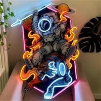Lichtbord - 50 cm led-neonstijl astronaut en tijger - Plastic, neon