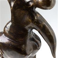 sculptuur, Statue of a Volupuous Lady doing a Handstand - Patinated Bronze - 53.5 cm - Brons