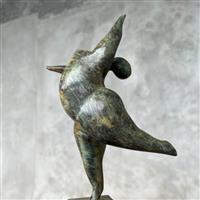 sculptuur, NO RESERVE PRICE - Voluptuous Dancing Lady Statue - Patinated - Bronze - 26 cm - Brons