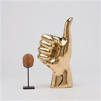 sculptuur, NO RESERVE PRICE -THUMBS UP Hand Signal Sculpture in polished Brass - 21 cm - Messing