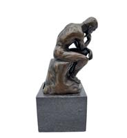 Beeldje - The thinker after Rodin - Brons, Marmer