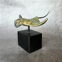 sculptuur, NO RESERVE PRICE - Patinated Bronze Manta Ray Sculpture - 11.5 cm - Brons