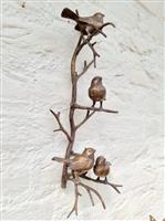 Beeldje - Wall artwork - birds on a branch - Brons