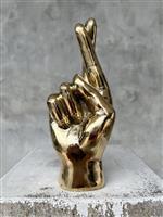 sculptuur, NO RESERVE PRICE - HOPE / PROMISE Hand Signal Sculpture in polished Brass - 24 cm - Messi