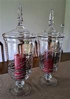 Te koop: Set van 2 glazen vazen/potten met deksel