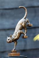 Beeld, kat van de trap - 30 cm - brons marmer
