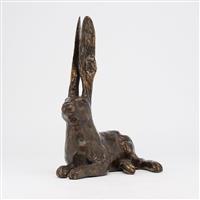 sculptuur, Hare Sculpture - Bronze Interior statue of a animal - Video in link - Bronze - 31 cm - Br