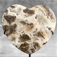 GEEN RESERVEPRIJS - Prachtig hartvormig van Zebra-kristal met aangepaste standaard - Hart- 1900 g
