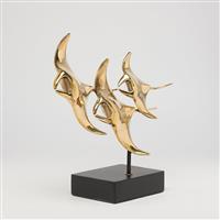 sculptuur, NO RESERVE PRICE - Bronze sculpture of a Manta Ray family - 22 cm - Brons
