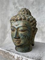 sculptuur, NO RESERVE PRICE - Bronze Patinated Buddha Head - 25 cm - Brons