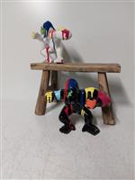 Beeld, set of 2 roaring monkeys fine paint finish - 16 cm - polyresin