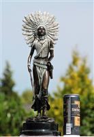 sculptuur, indian girl - 46 cm - brons marmer