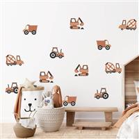 Muursticker Boho Construction Vehicles Vehicles