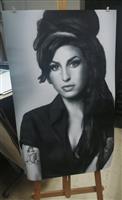 Rolansky - Tribute to Amy Winehouse - (Litografía de Retrato Dibujo Lapiz Carbón) - Big Size