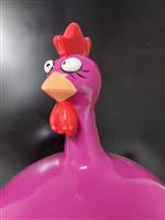 Beeld, funny big fuchsia balloon chicken - 60 cm - polyresin