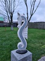 Beeld, XL Mosaic Sea Horse - 61.5 cm - Hout, mozaïek/glas